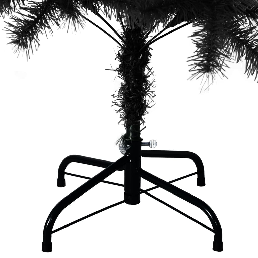 vidaXL Изкуствена коледна елха със стойка, черна, 120 см, PVC