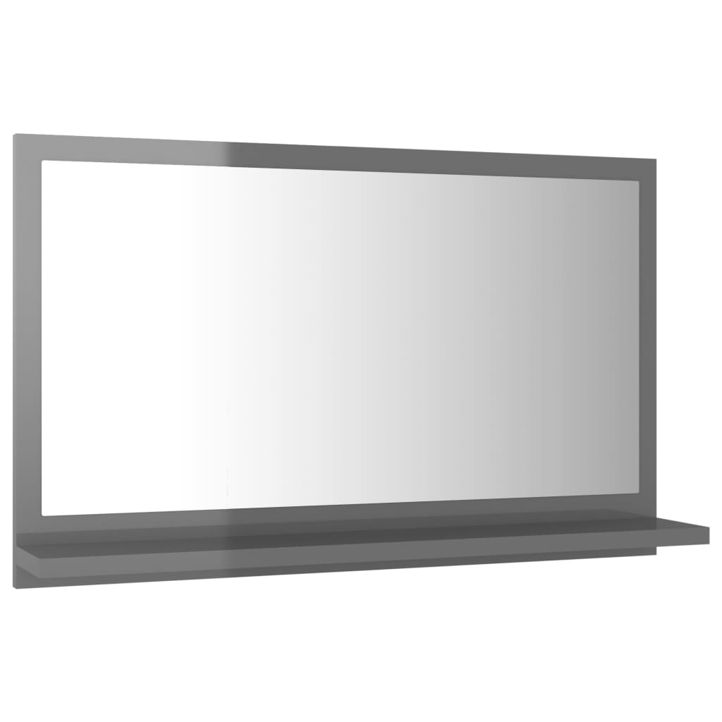 vidaXL Огледало за баня, сив гланц, 60x10,5x37 см, ПДЧ