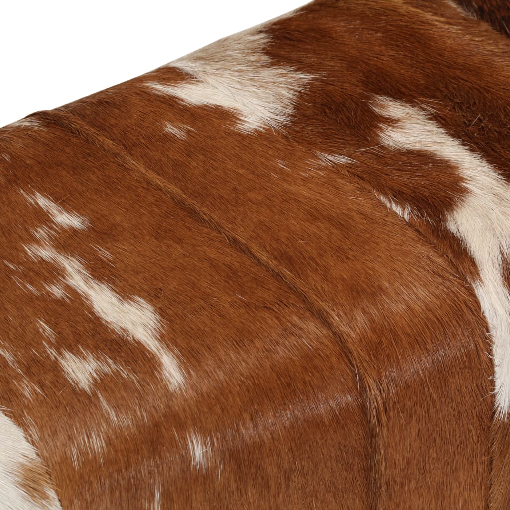 vidaXL Пейка, кафяво и бяло, 160x28x50 см, естествена козя кожа