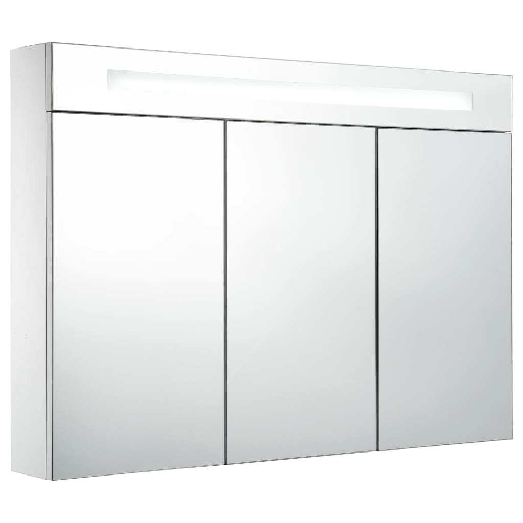 vidaXL LED шкаф с огледало за баня, 88x13x62 см