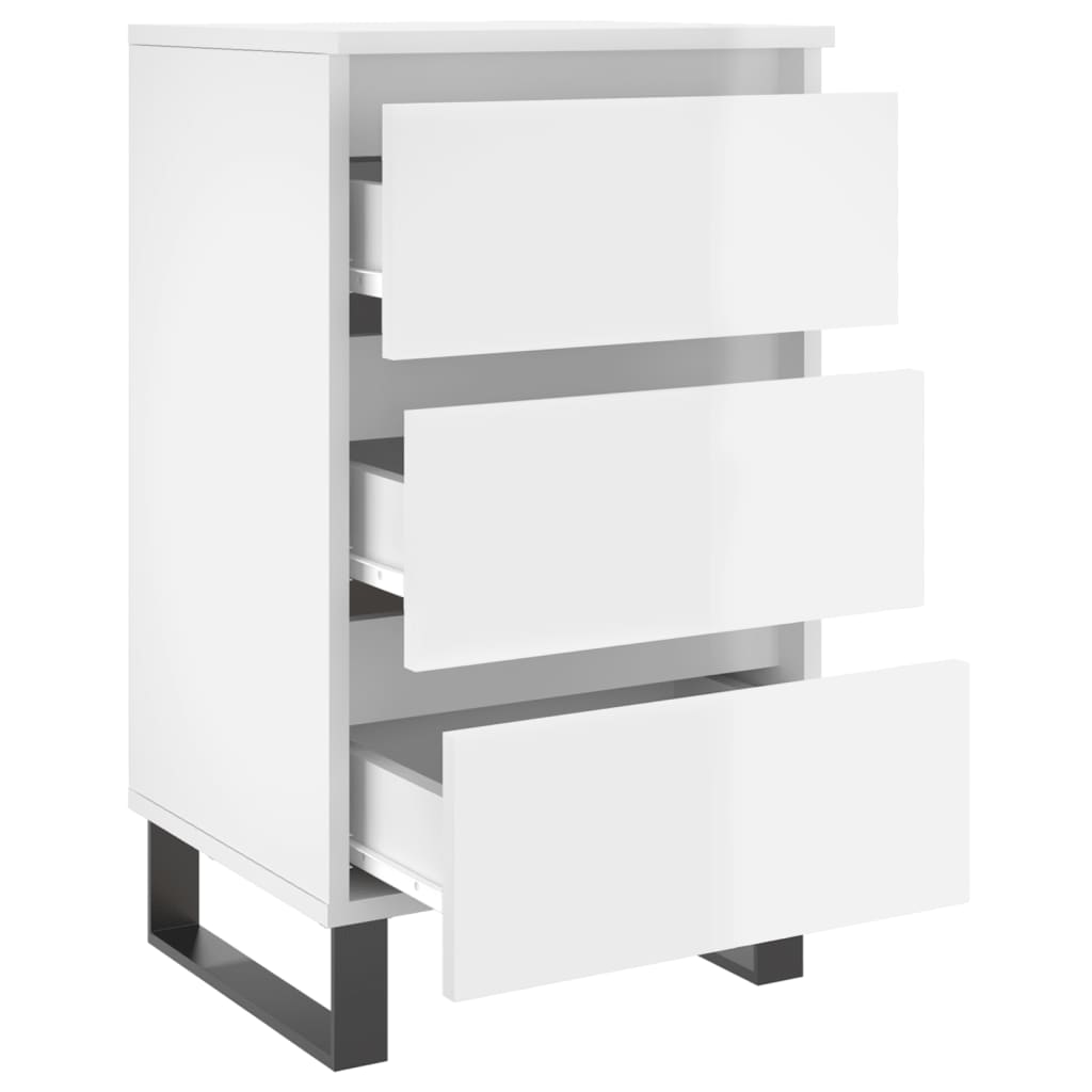 vidaXL Нощно шкафче, бял гланц, 40x35x69 см, инженерно дърво
