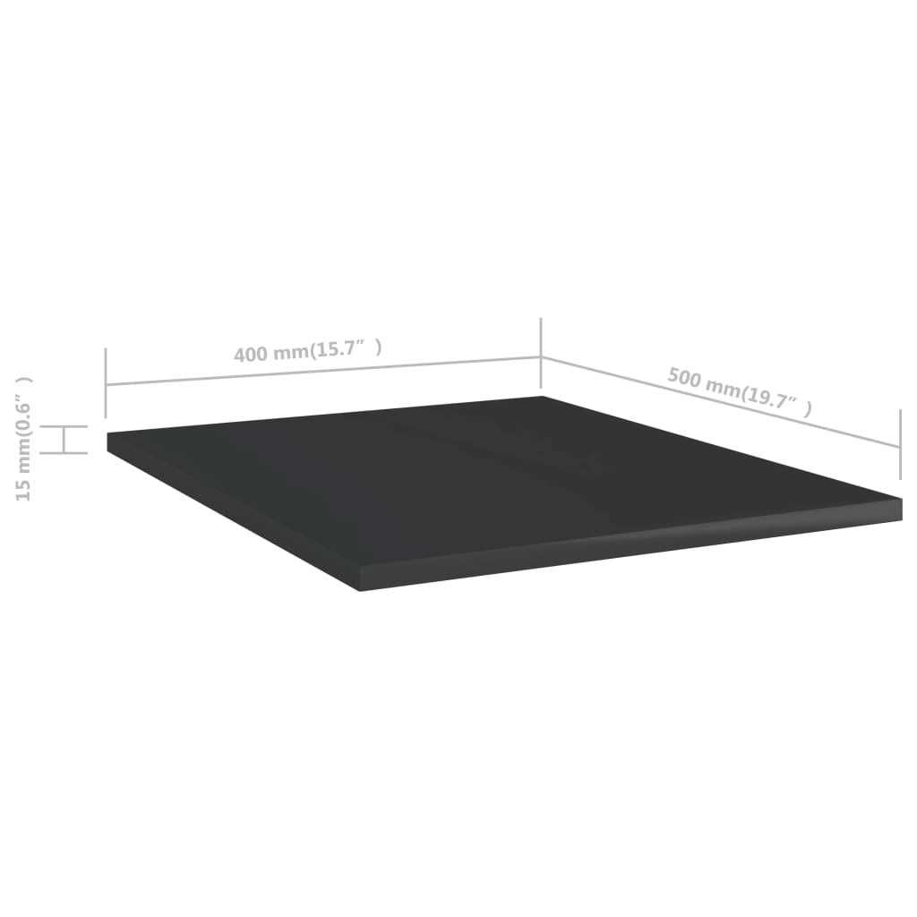 vidaXL Рафтове за етажерка, 8 бр, черен гланц, 40x50x1,5 см, ПДЧ