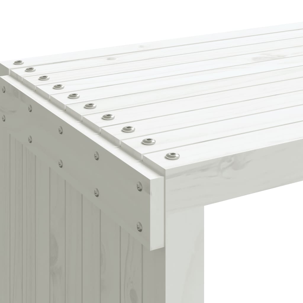 vidaXL Градинска пейка, разтегаема, бяла, 212,5x40,5x45 см, бор масив