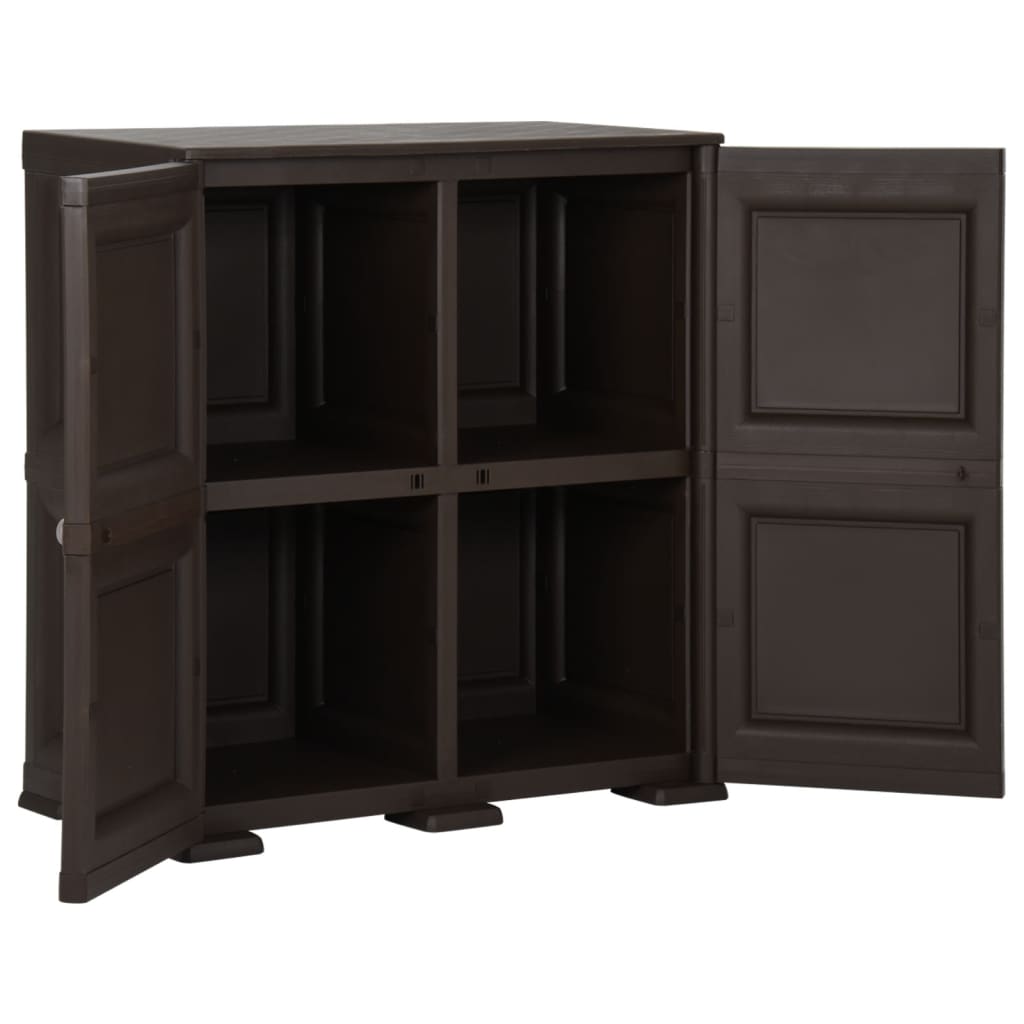 vidaXL Пластмасов шкаф, 79x43x85,5 см, дървен дизайн, кафяв