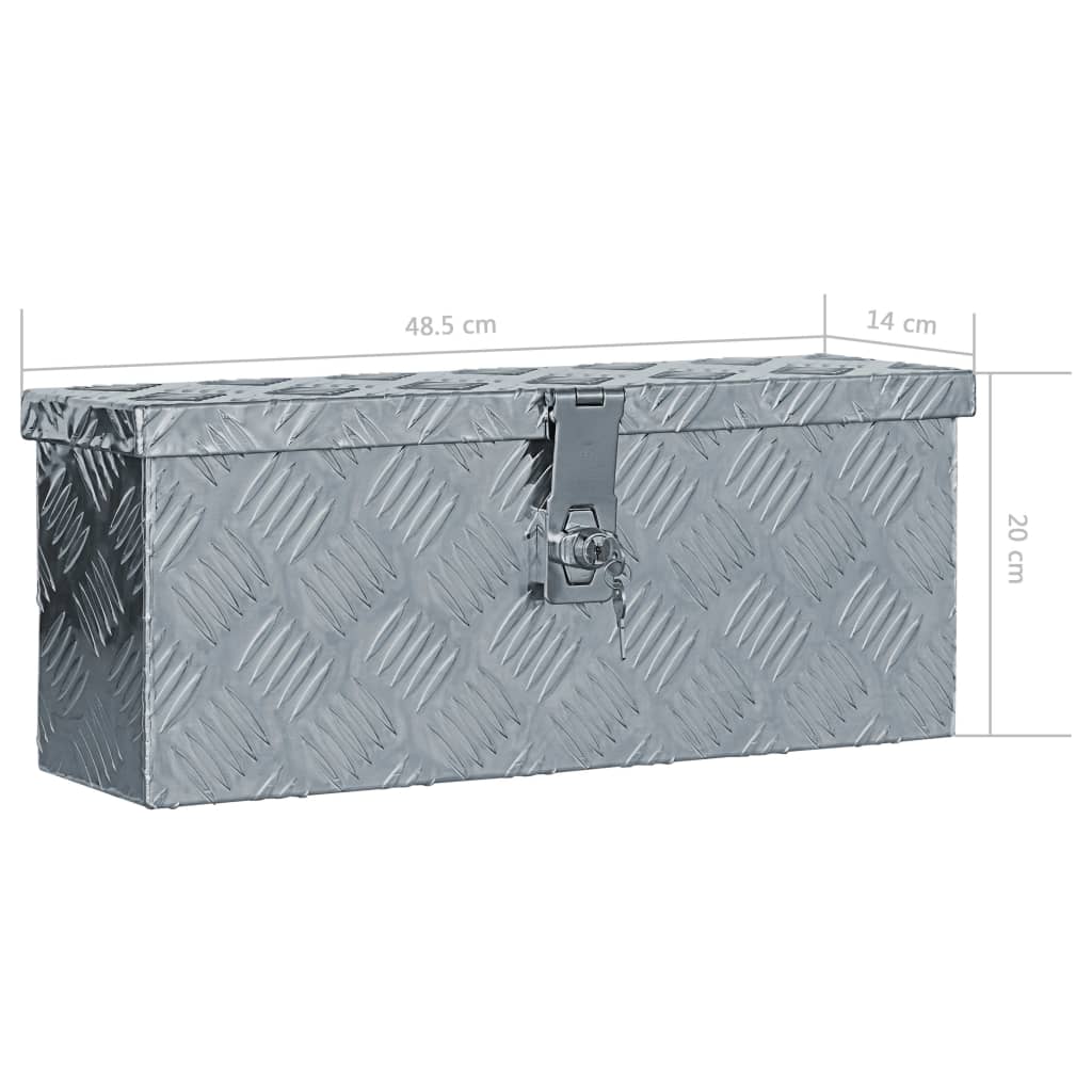 vidaXL Алуминиева кутия, 48,5x14x20 см, сребриста