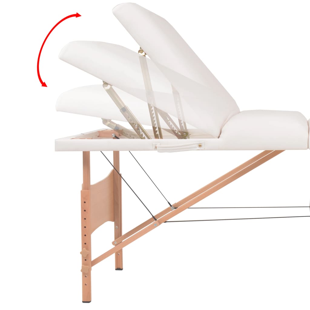 vidaXL Сгъваема масажна кушетка с 3 зони и столче, 10 см пълнеж, бяла