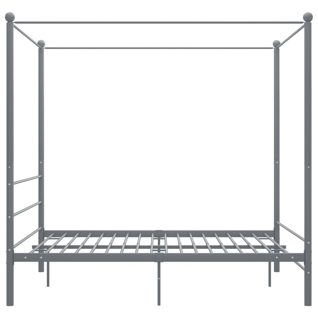 vidaXL Рамка за легло с балдахин, сива, метал, 160x200 см
