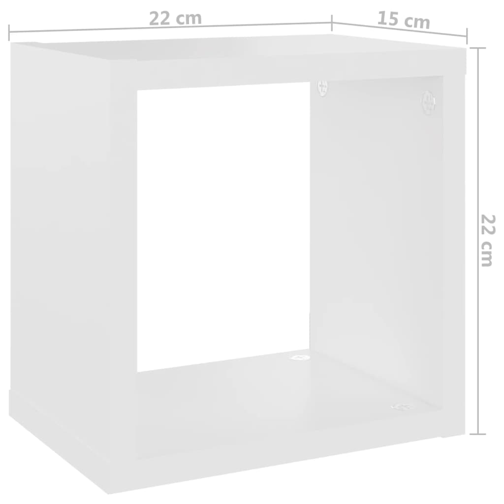 vidaXL Стенни кубични рафтове, 6 бр, бели, 22x15x22 см