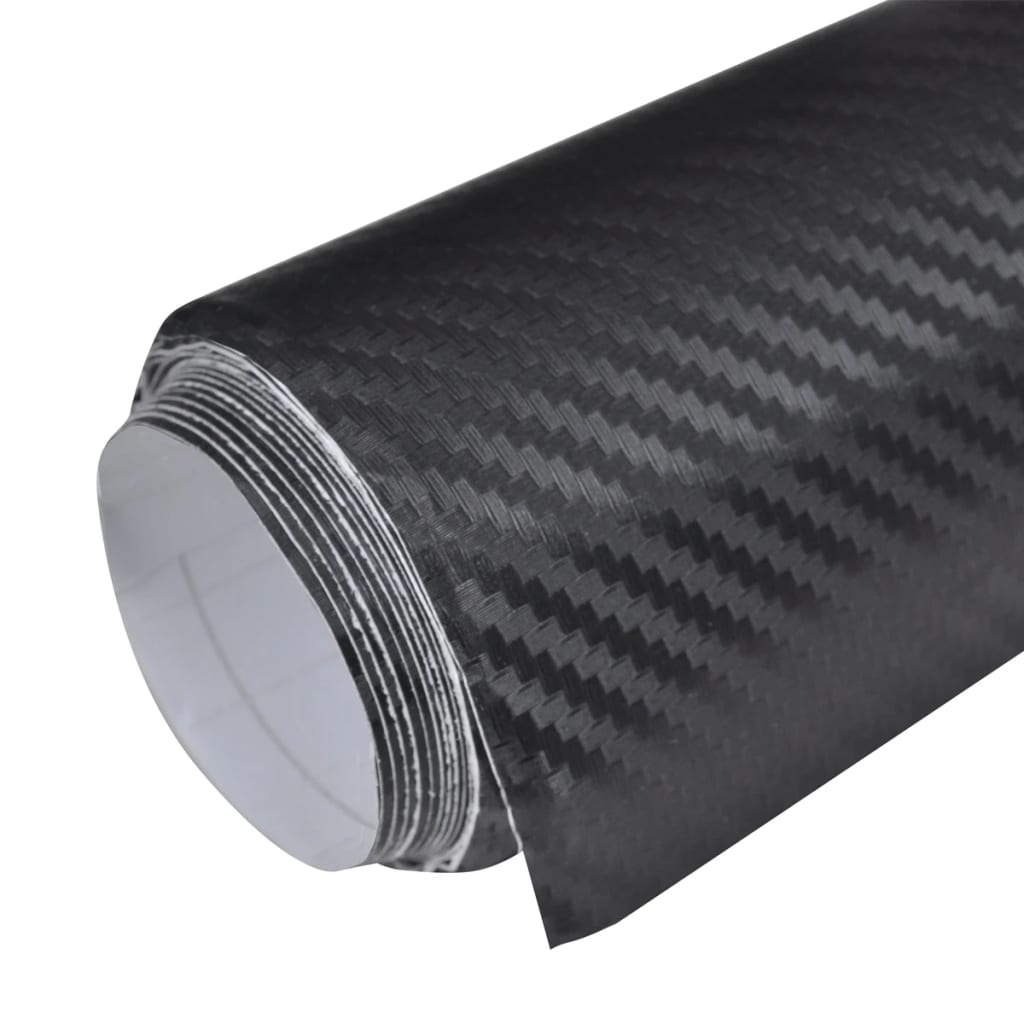 vidaXL Фолио за кола карбонови влакна 3D черно 152x500 см