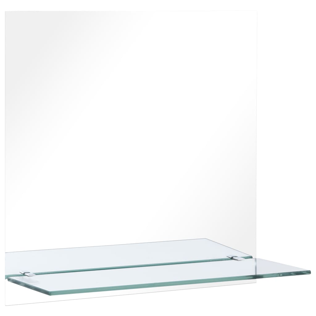 vidaXL Стенно огледало с рафт, 60x60 см, закалено стъкло