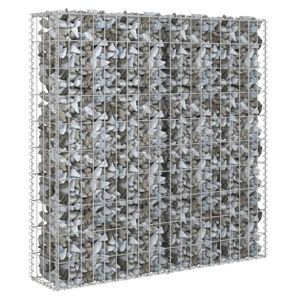 vidaXL Габионна стена с капаци, поцинкована стомана, 80x20x100 см