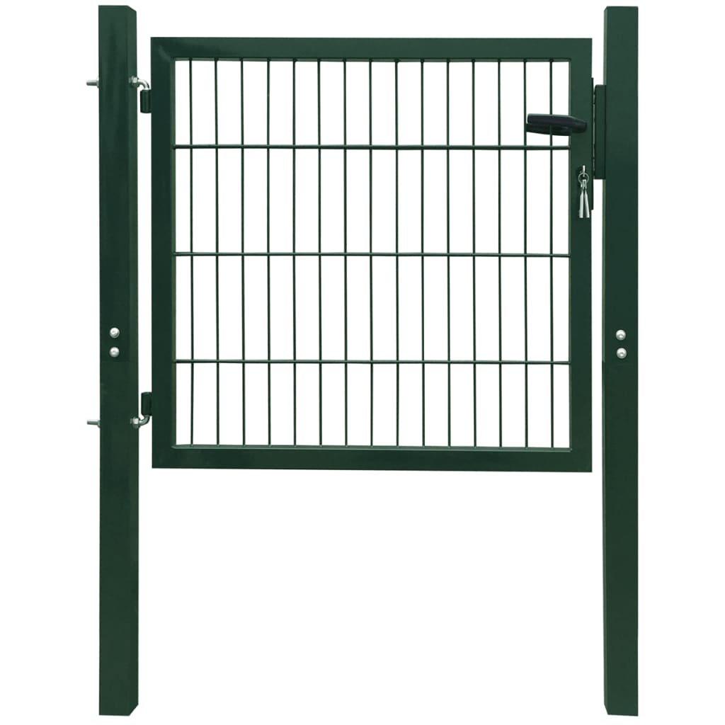 vidaXL 2D Оградна врата, единична, зелена, 106х130 см