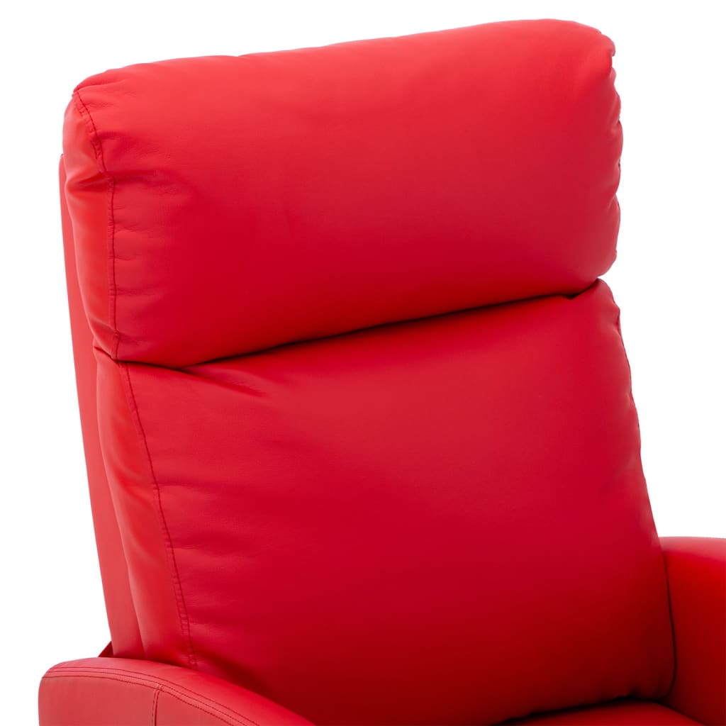 vidaXL Електрически масажен стол, червен, изкуствена кожа