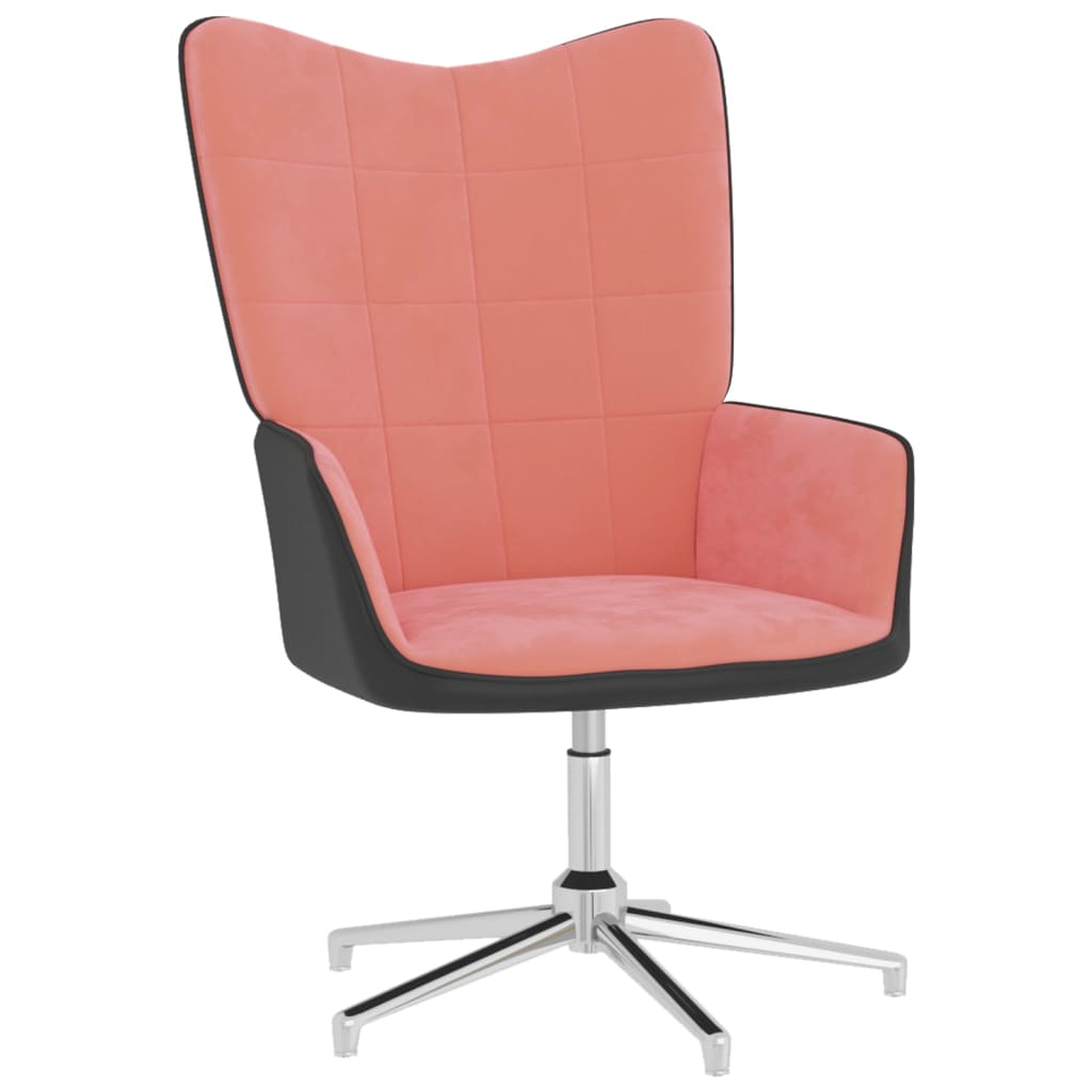 vidaXL Релаксиращ стол, розов, кадифе и PVC