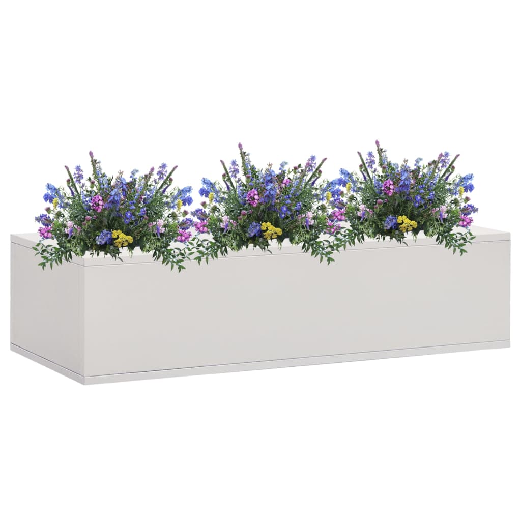 vidaXL Офис кутия за цветя, светлосива, 90x40x23 см, стомана