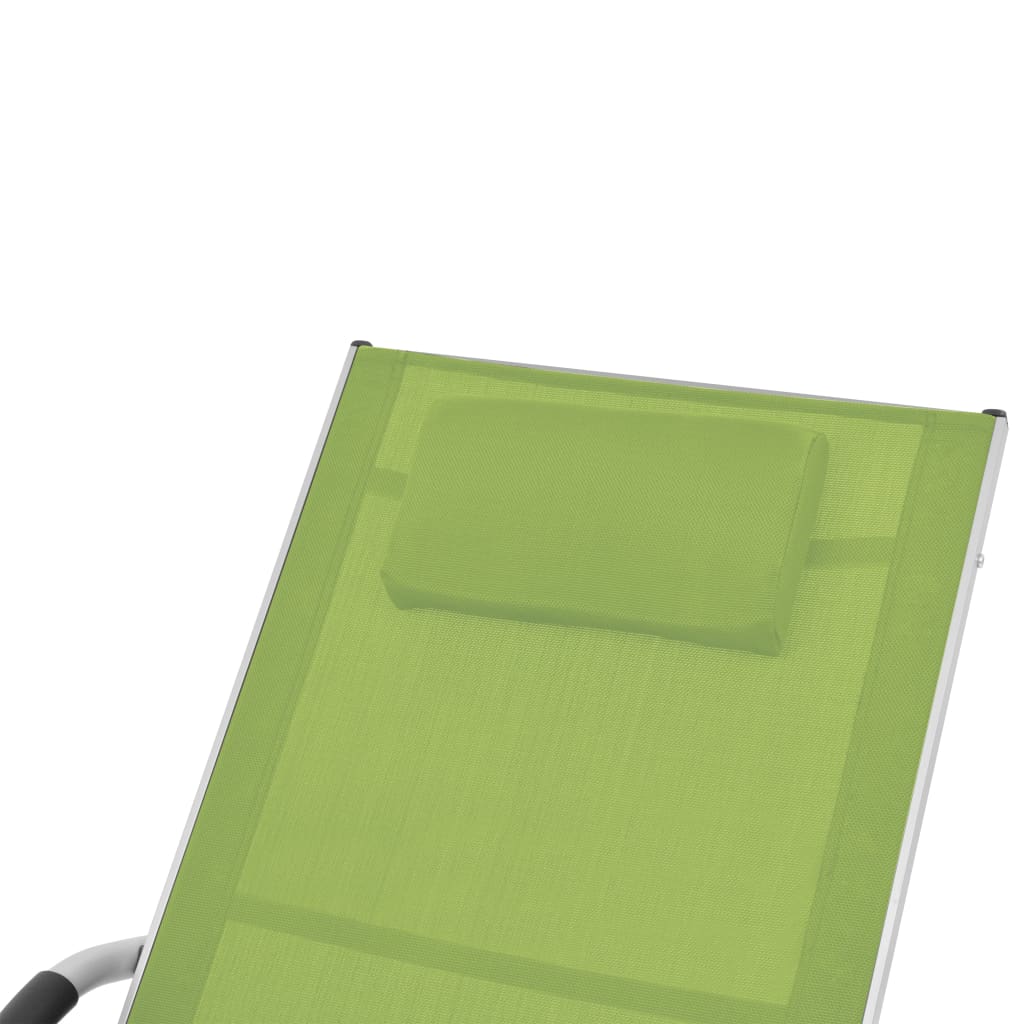 vidaXL Шезлонг с възглавничка, алуминий и textilene, зелен