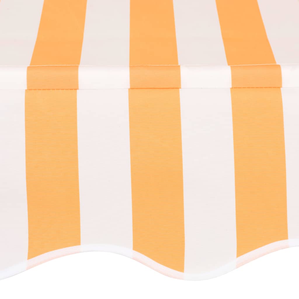 vidaXL Ръчно прибиращ се сенник, 200 см, оранжеви и бели ивици