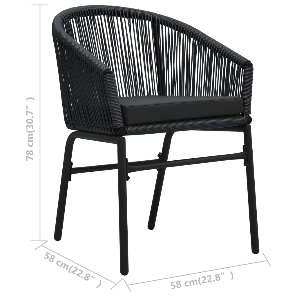 vidaXL Градински столове, 2 бр, черни, PE ратан
