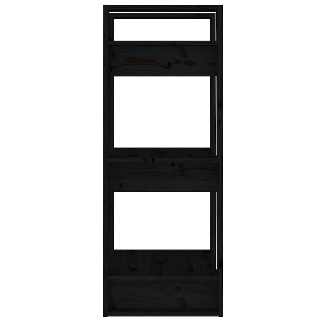 vidaXL Библиотека/разделител за стая, черна, 41x35x91 см, бор масив