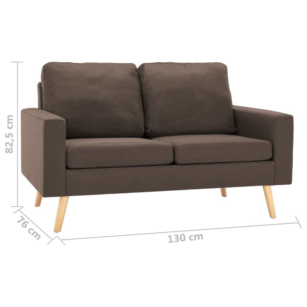 vidaXL 2-местен диван, кафяв, текстил