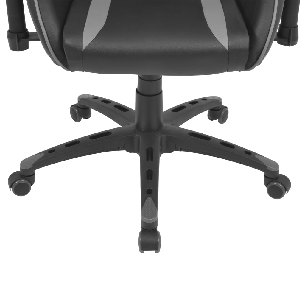 vidaXL Офис рейсинг стол, накланящ се, изкуствена кожа, сив