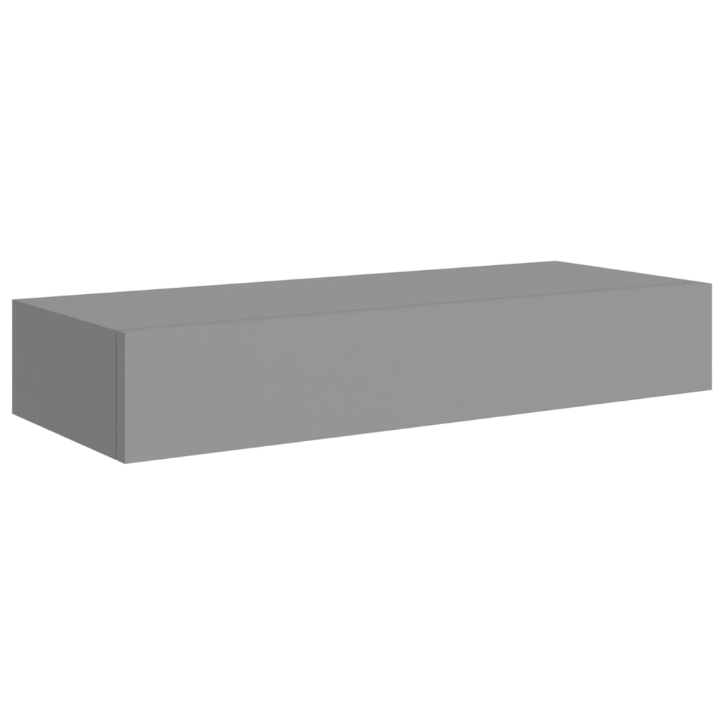 vidaXL Стенен рафт с чекмедже, сив, 60x23,5x10 см, МДФ