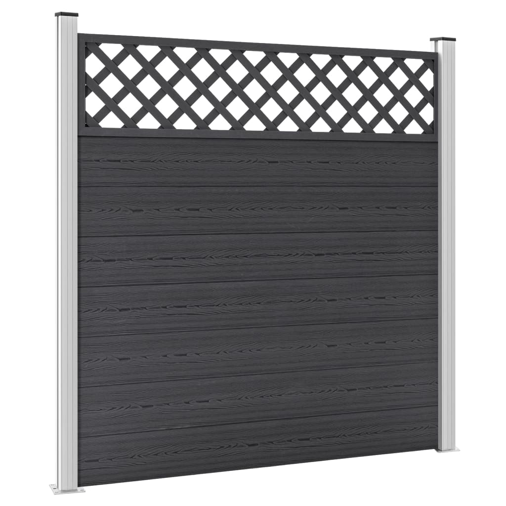 vidaXL Комплект WPC ограда, 4 квадратни пана, 699x185 см, сив
