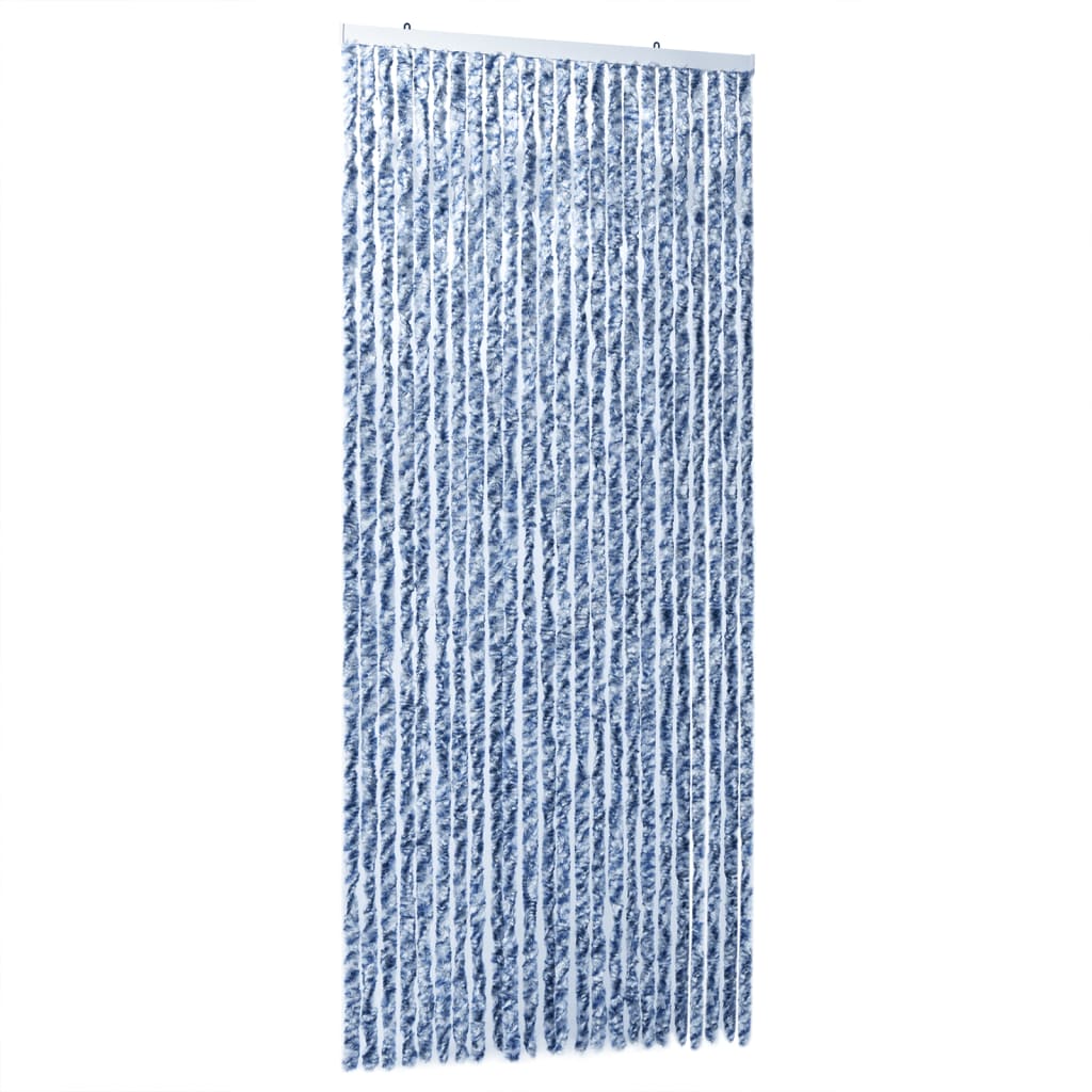 vidaXL Ресни за врата против мухи, синьо и бяло, 100x230 см, шенил