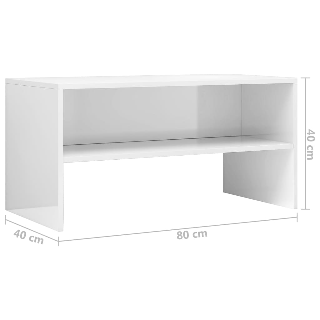 vidaXL ТВ шкаф, бяло със силен гланц, 80x40x40 см, ПДЧ
