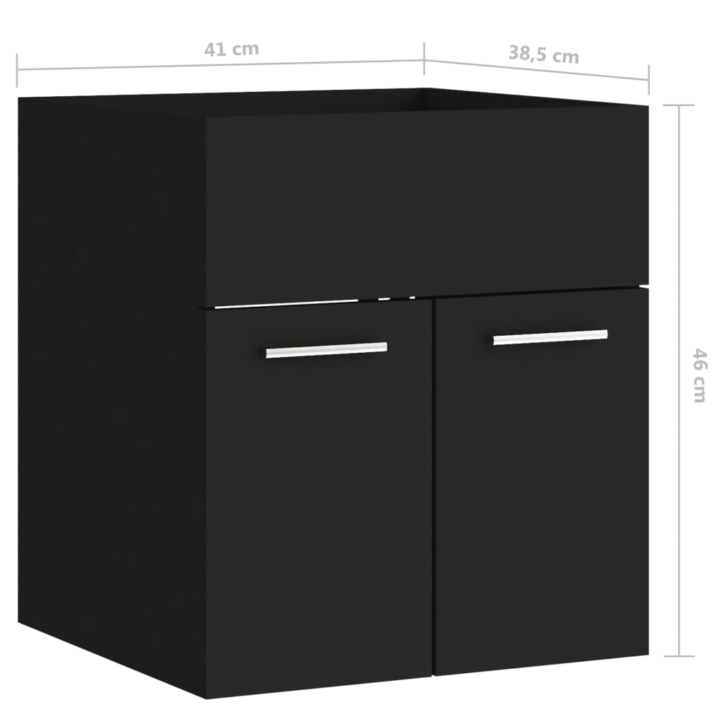 vidaXL Долен шкаф за мивка, черен, 41x38,5x46 см, ПДЧ