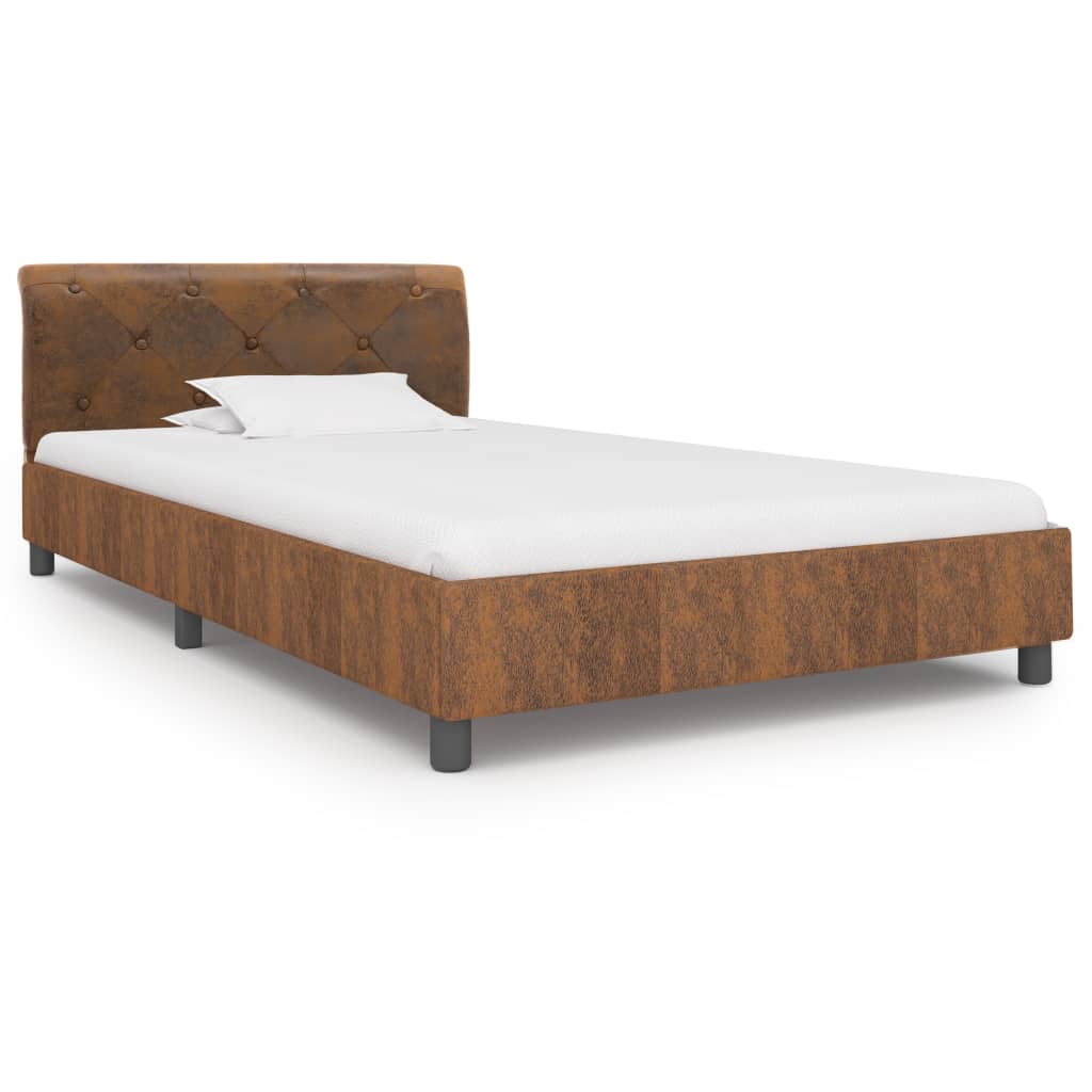 vidaXL Рамка за легло, кафява, изкуствен велур, 100x200 см