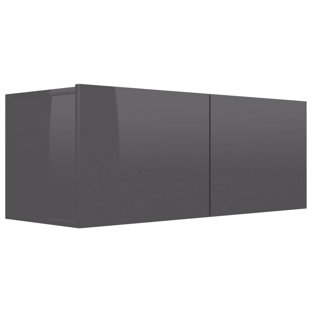 vidaXL ТВ шкаф, сив гланц, 80x30x30 см, ПДЧ