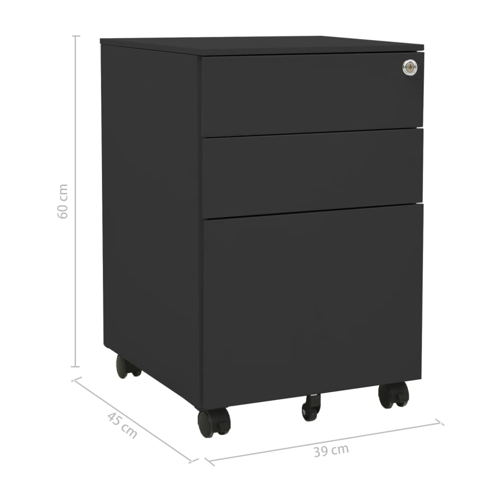vidaXL Мобилен офис шкаф, антрацит, 39x45x60 см, стомана
