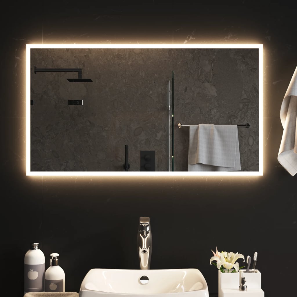 vidaXL LED огледало за баня, 90x50 см