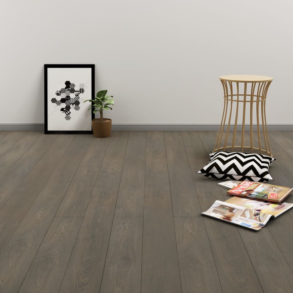 vidaXL Самозалепващи подови дъски, 4,46 м², 3 мм, PVC, сиво и кафяво