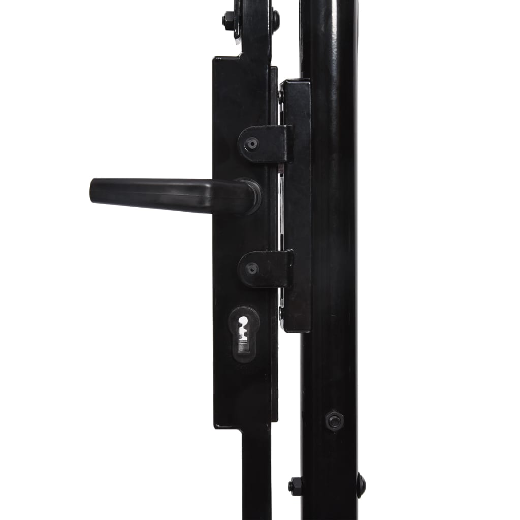 vidaXL Оградна порта две врати с остри върхове стомана 3х2 м черна