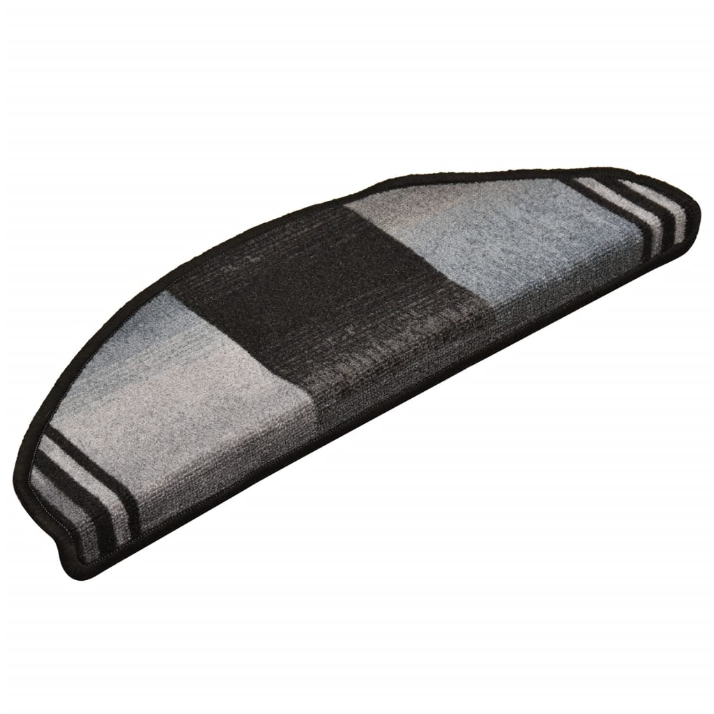 vidaXL Самозалепващи стелки за стъпала, 15 бр, черно-сиви, 65x21x4 см
