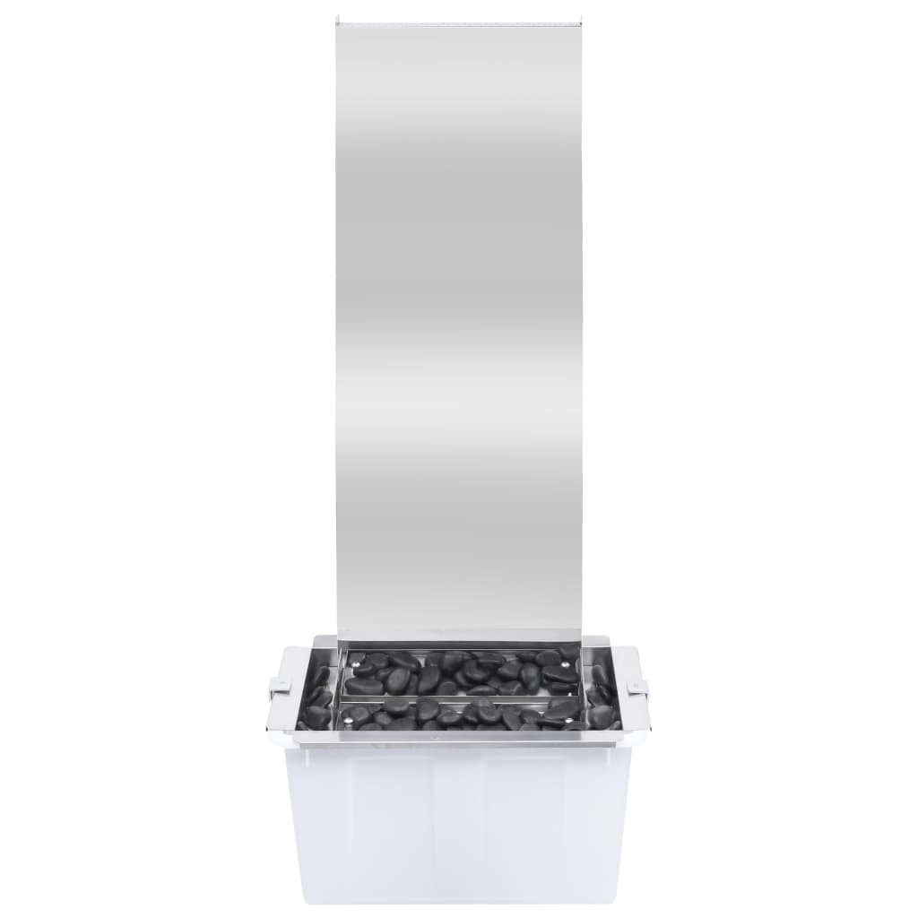 vidaXL Градински фонтан с помпа, неръждаема стомана, 90 см, извит