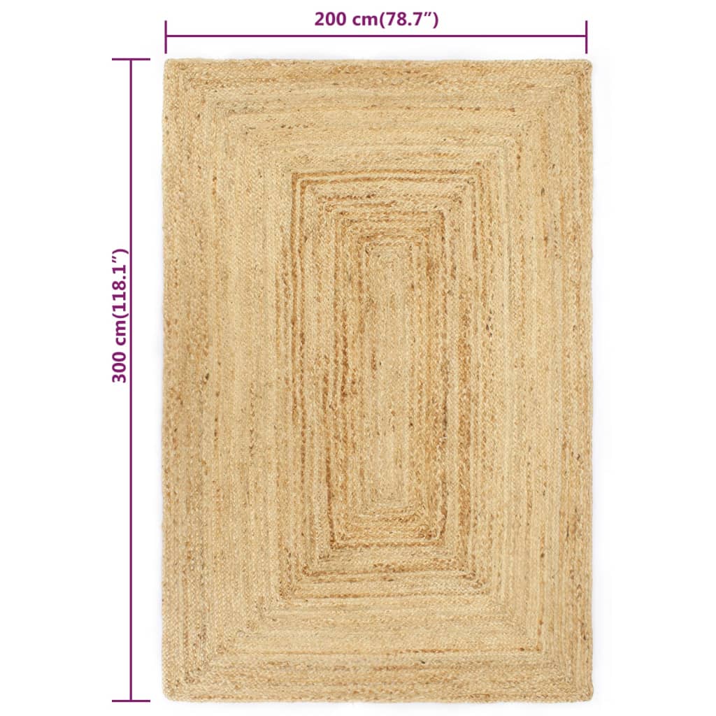 vidaXL Ръчно тъкан килим от юта, 200x300 см