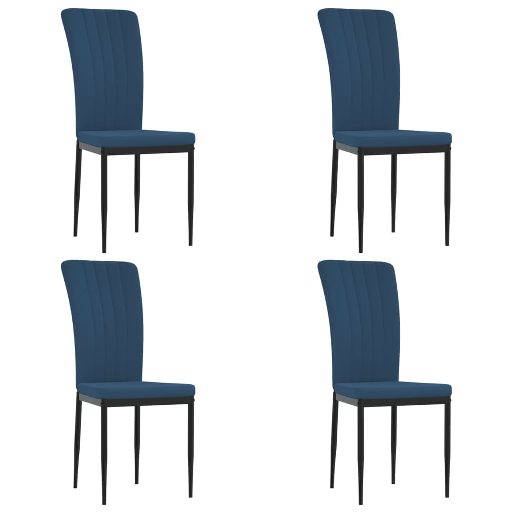 vidaXL Трапезни столове, 4 бр, сини, кадифе