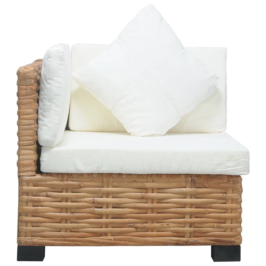vidaXL Ъглов диван с възглавници, естествен ратан