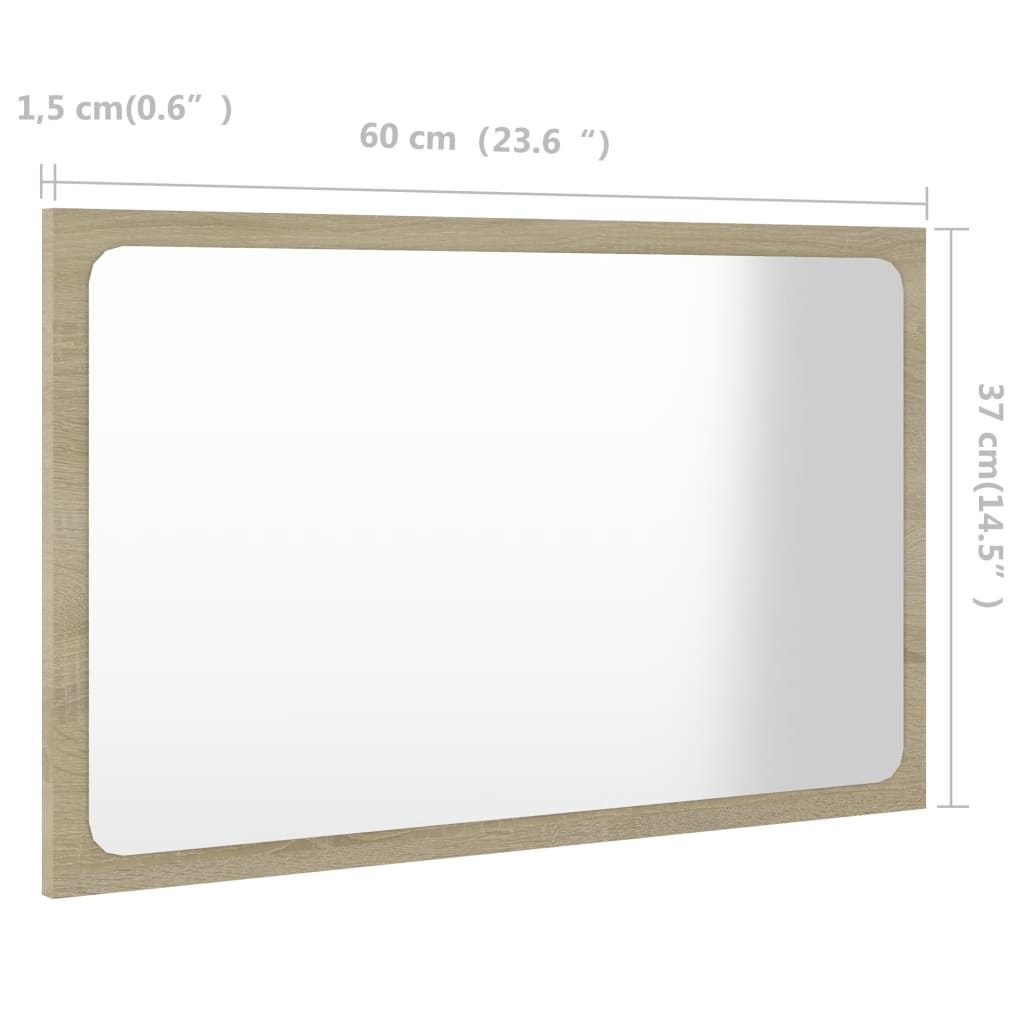 vidaXL Огледало за баня, дъб сонома, 60x1,5x37 см, ПДЧ