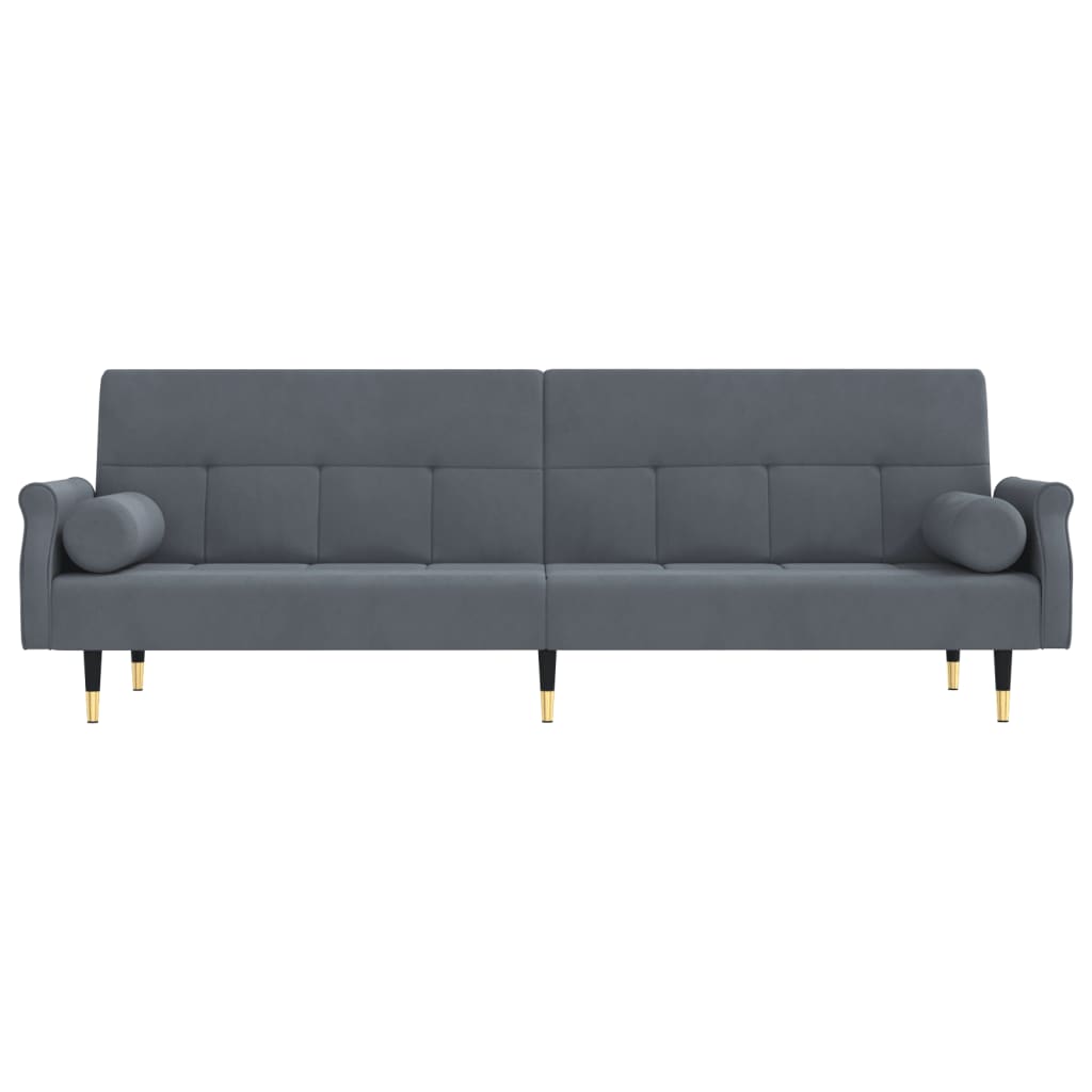 vidaXL Разтегателен диван с възглавници, тъмносив, кадифе