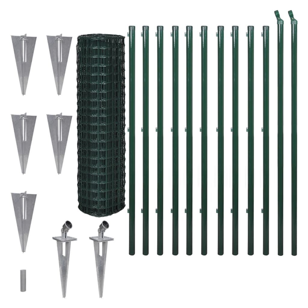 vidaXL Оградна мрежа, стомана, 25 x 1,5 м, зелена