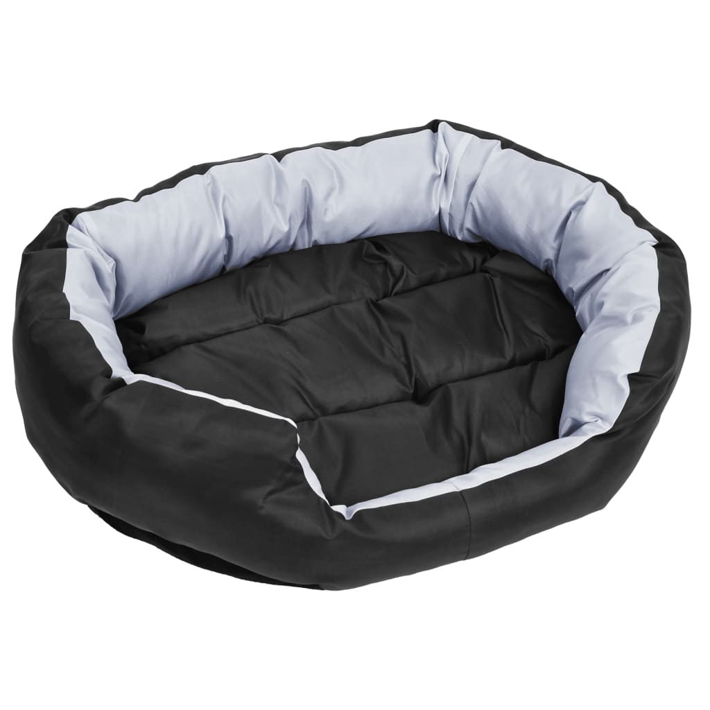 vidaXL Двулицева перяща възглавница за куче сиво и черно 85x70x20 см