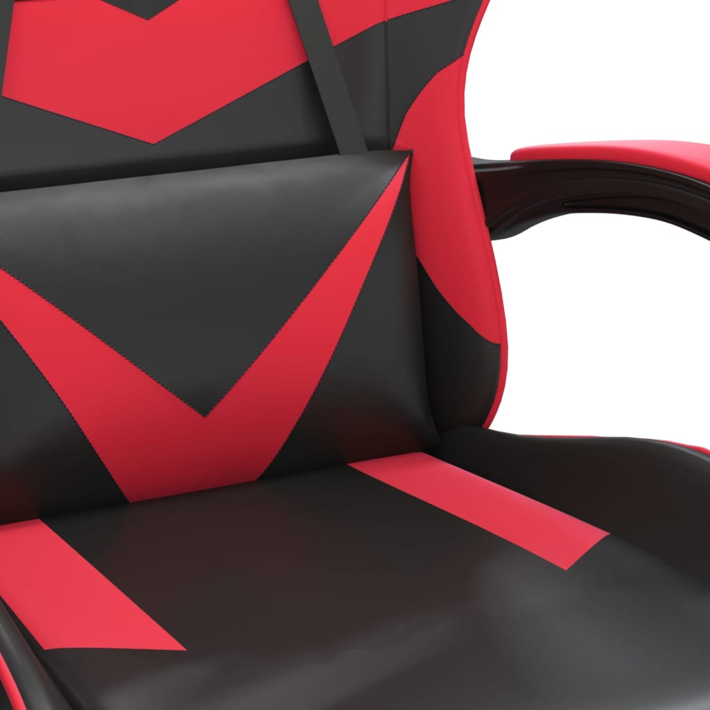 vidaXL Въртящ гейминг стол опора за крака черно-червен изкуствена кожа