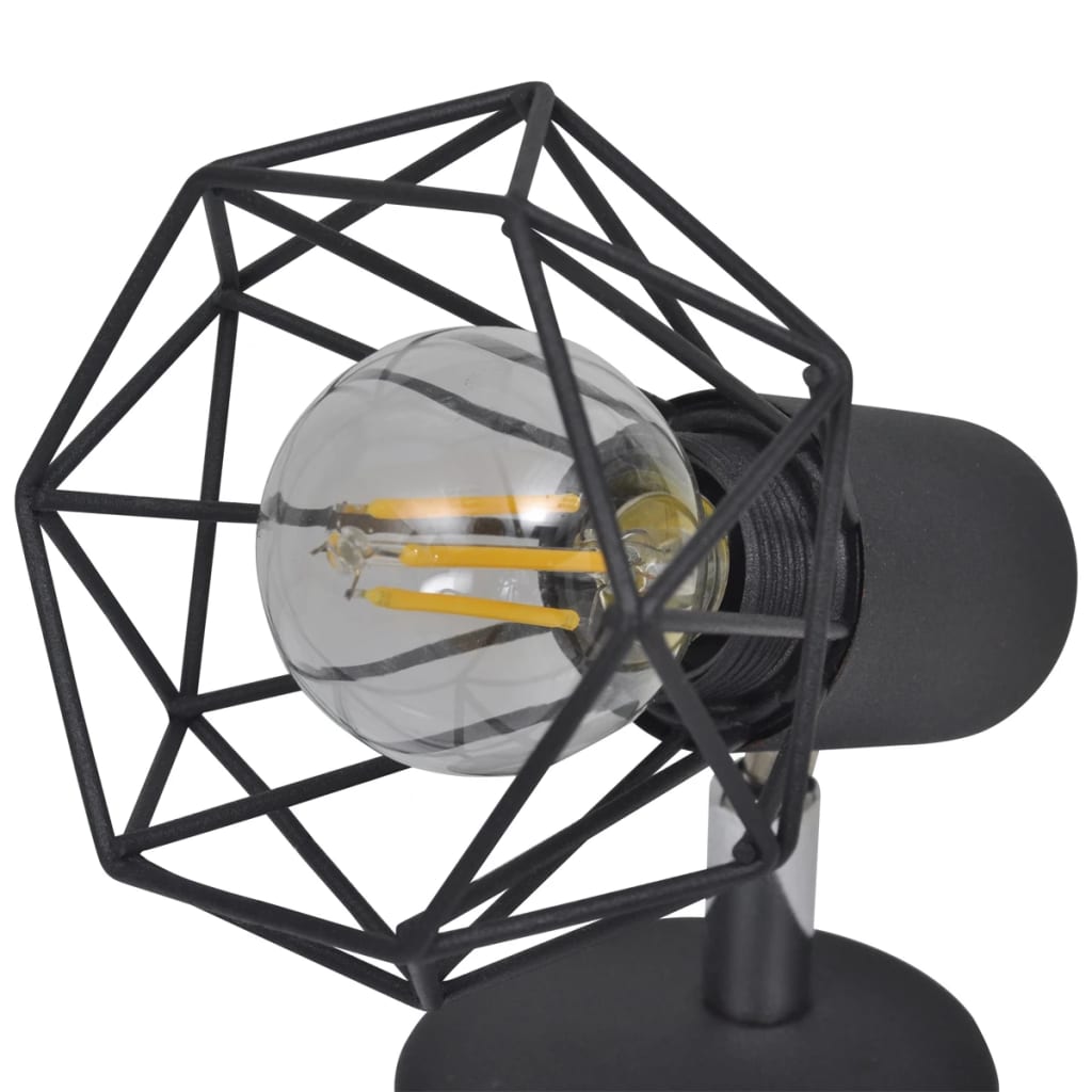 vidaXL 2 черни аплика с телена рамка индустриални LED крушка филамент
