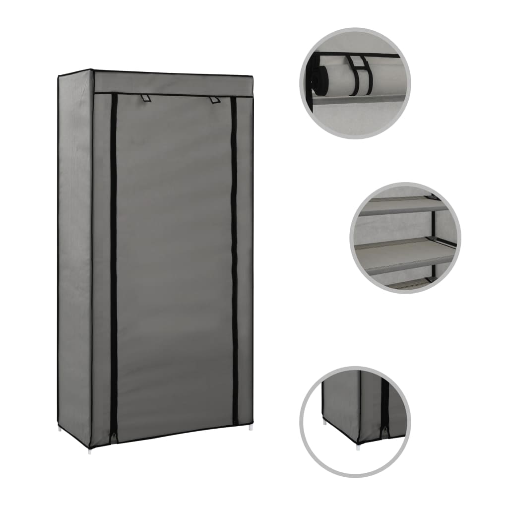 282430 vidaXL Shoe Cabinet with Cover Grey 58x28x106 cm Fabric