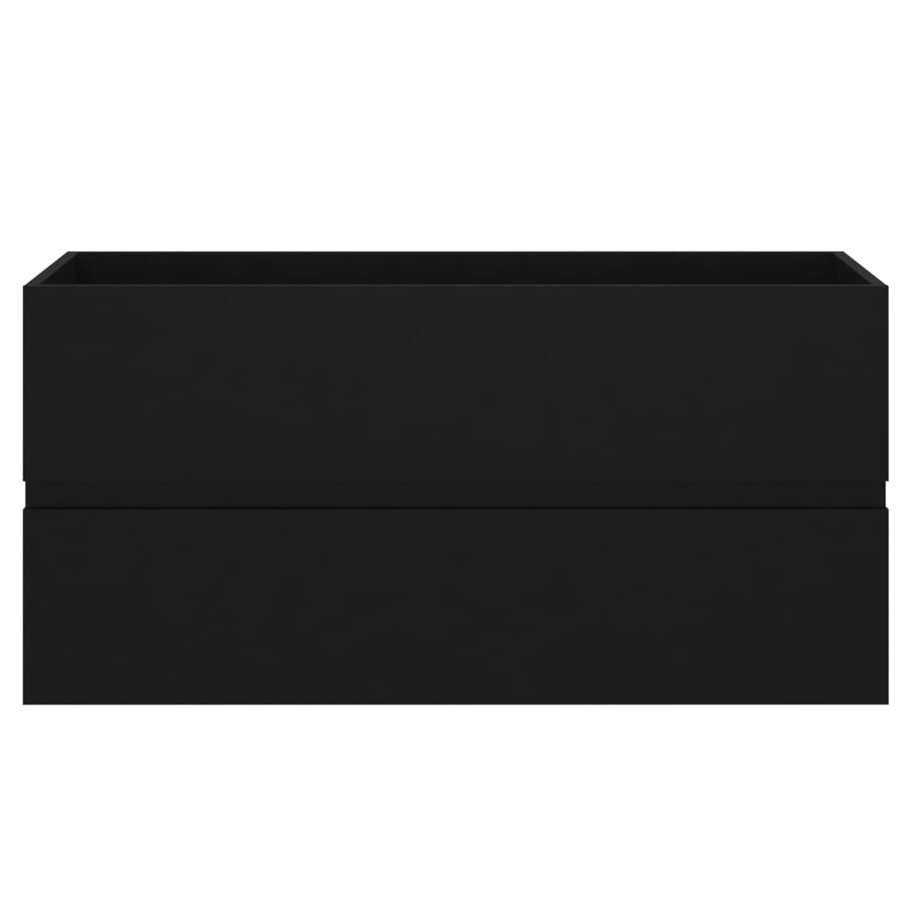 vidaXL Долен шкаф за мивка, черен, 90x38,5x45 см, ПДЧ