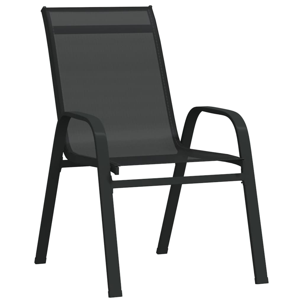 vidaXL Стифиращи градински столове, 4 бр, черни, тъкан textilene